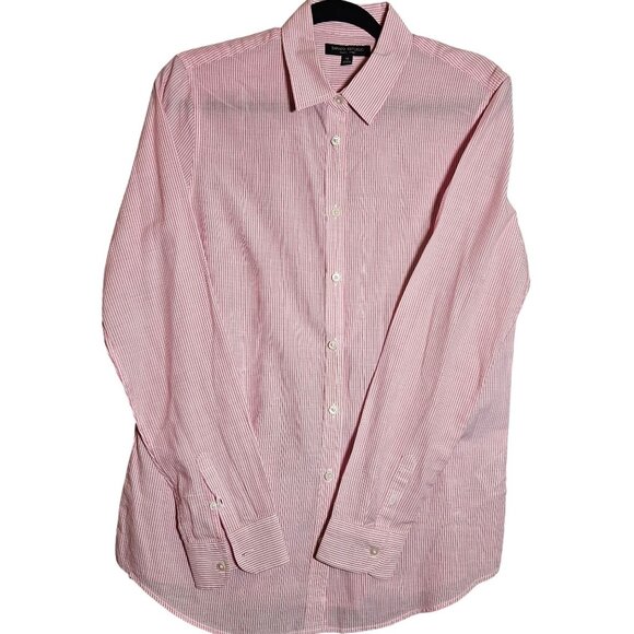 Banana Republic Womans Pink & White Striped Button-Up Shirt Medium - Picture 3 of 12